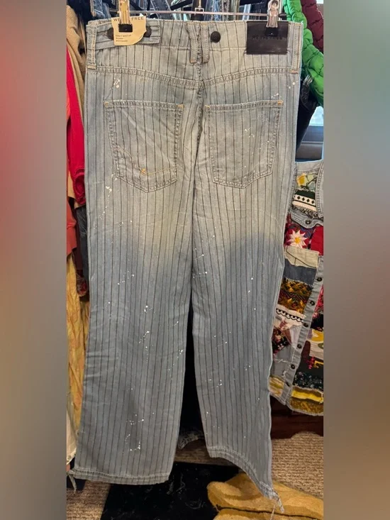 NWOT We the Free People Don't Wait Up Pinstripe Boyfriend Jeans After Hours - 25 - Picture 14 of 17